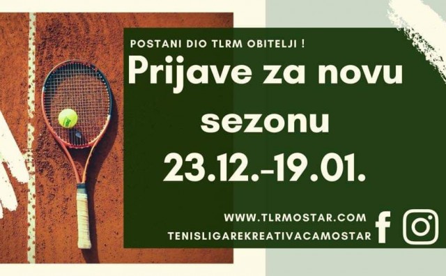 Otvorene prijave za novu sezonu Tenis lige rekreativaca Mostar