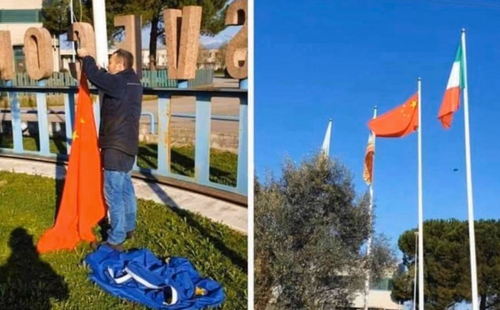 Talijani skinuli zastavu Europske unije te postavili kinesku zastavu