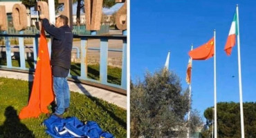 Talijani skinuli zastavu Europske unije te postavili kinesku zastavu