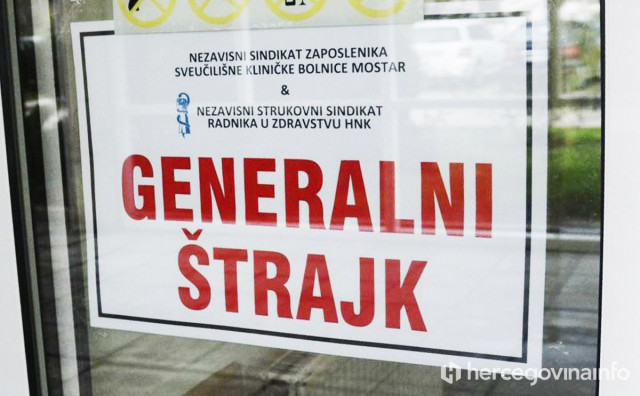 HNŽ 2400 zdravstvenih djelatnika stupilo u generalni štrajk