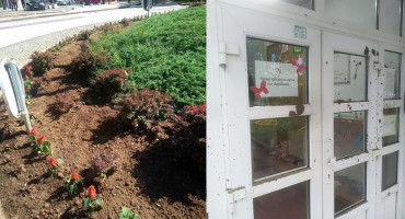 VANDALIZAM Zasuli ulazna vrata vrtića zemljom, kod Mljekare ukrali božure, nema kraja