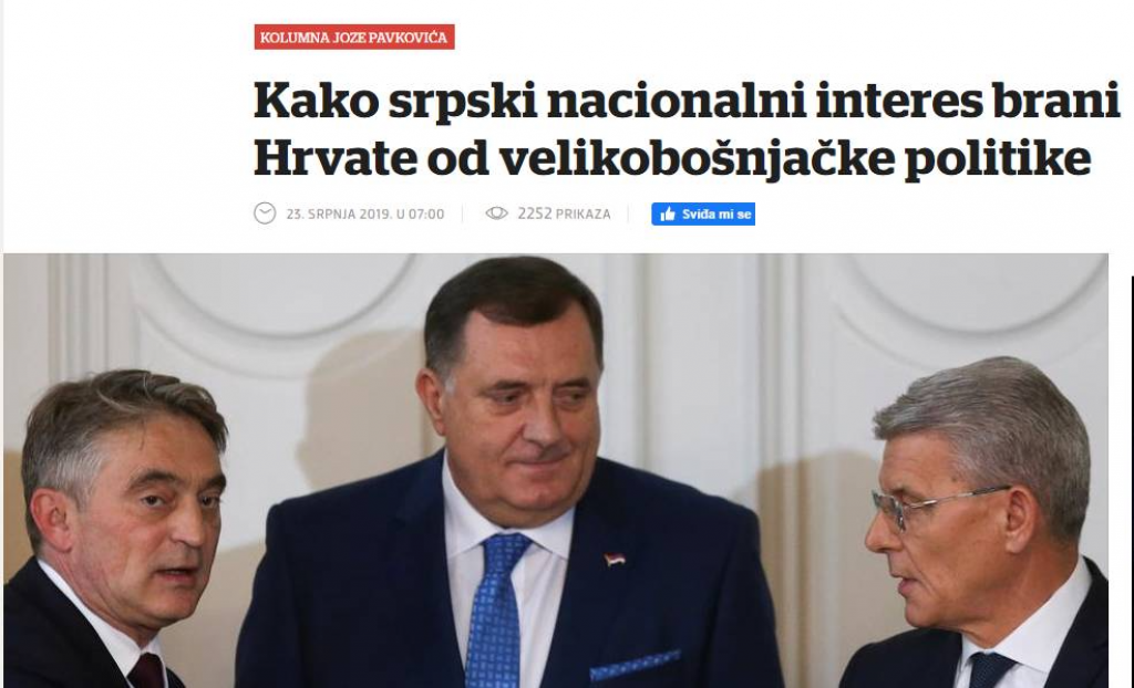 PAVKOVIĆ PROMIJENIO MIŠLJENJE "Hrvatsko-bošnjačko savezništvo najmoćnije oružje u razoružavanju secesionista"