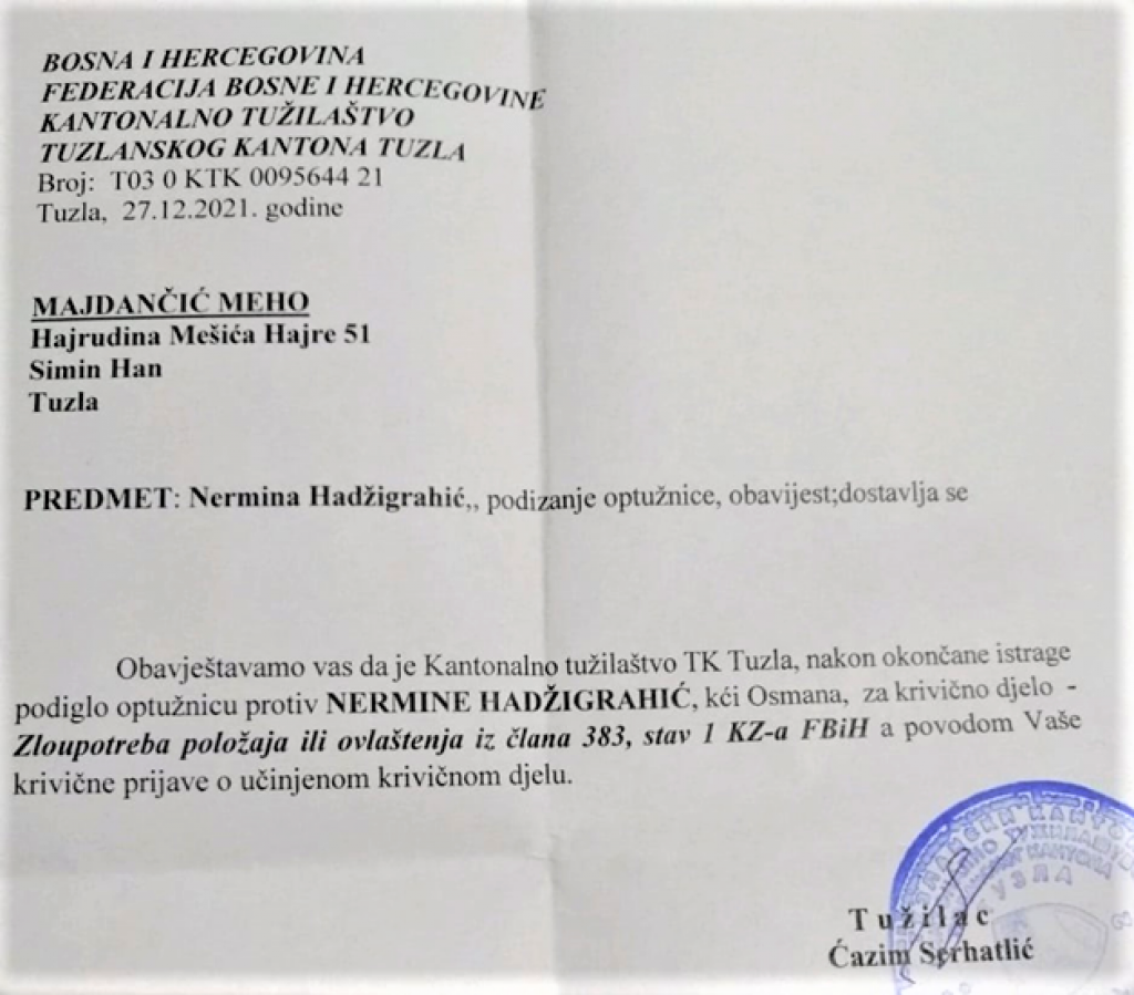 korupcija,Univerzitet u Tuzli,Nermina Hadžigrahić,rektorica