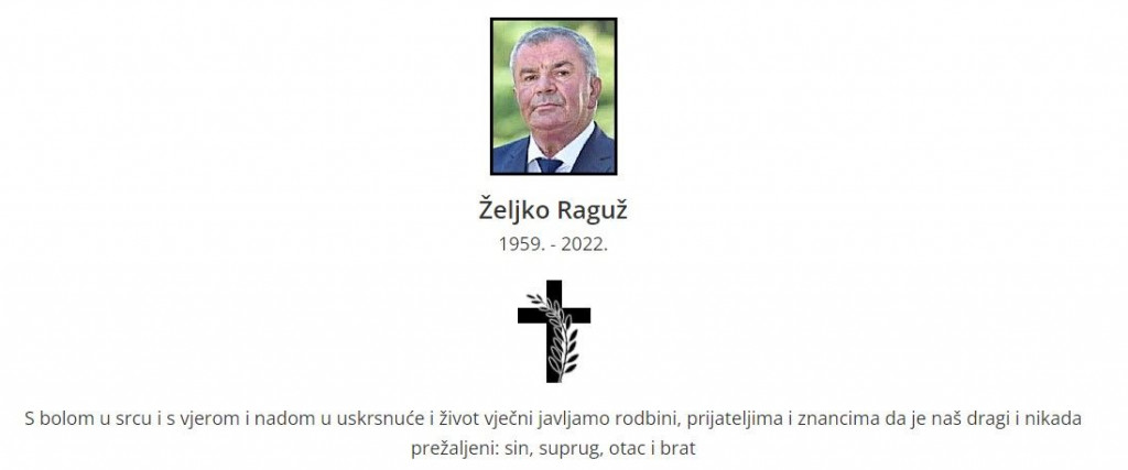 Željko Raguž,preminuo,Herceg Bosna