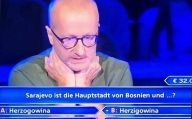 ZAPEO ZBOG HERCEGOVINE Nijemac zvao prijatelja u pomoć u kvizu 'Tko želi biti milijunaš', evo koji su ga ponuđeni odgovori zbunili