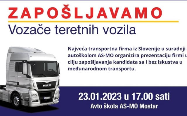 Najveća transportna firma iz Slovenije traži vozače teretnih vozila sa i bez iskustva u međunarodnom transportu.