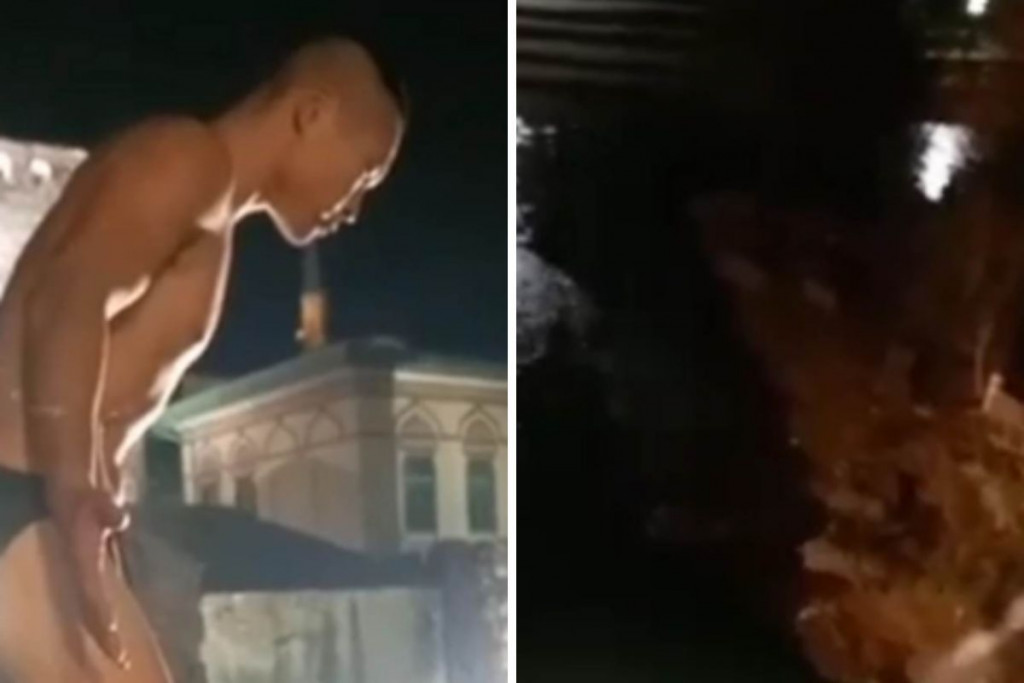 Pojavila se snimka stranca koji je skočio sa Starog mosta, pred skok je bio neodlučan