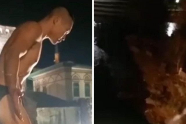 VIDEO Pojavila se snimka stranca koji je skočio sa Starog mosta, pred skok je bio neodlučan