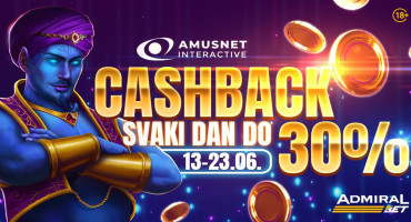 AdmiralBet dnevni Cashback do 30% na Amusnet Interactive kazino igrama!