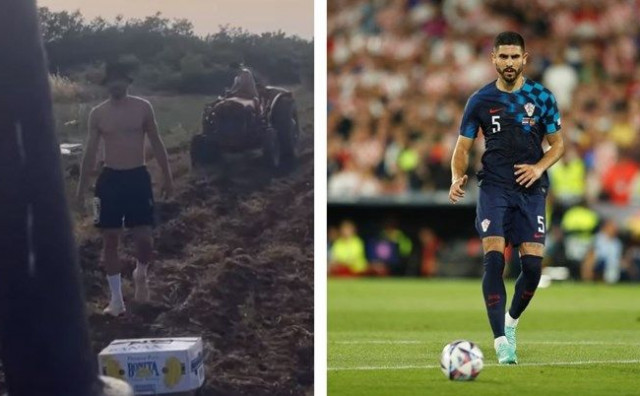 GODIŠNJI NA ČEKANJU Igrao je za Hrvatsku u finalu Lige nacija, a jučer je snimljen kako kopa u polju