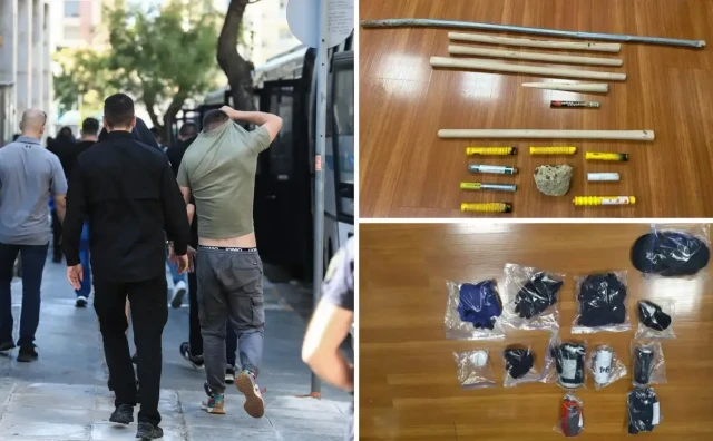 GRČKA POLICIJA PRONAŠLA ARSENAL ORUŽJA Huligani raspolagali mačetama, metalnim šipkama i dimnim bombama