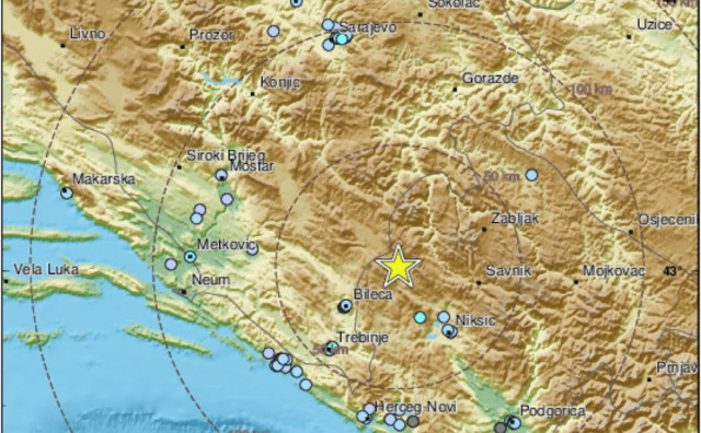 NOVI POTRES Kod Bileće epicentar potresa snage 4,7 stupnjeva po Richterovoj ljestvici