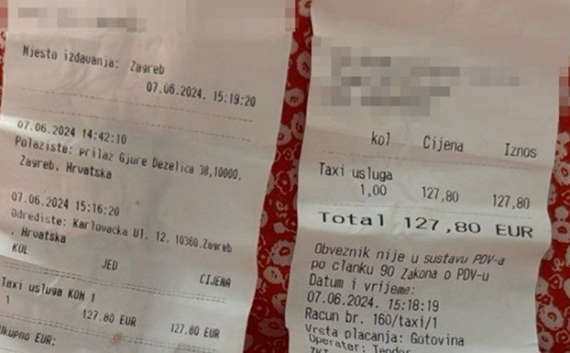 TAXI U ZAGREBU Bh. državljani za dva taksija platili 254 eura