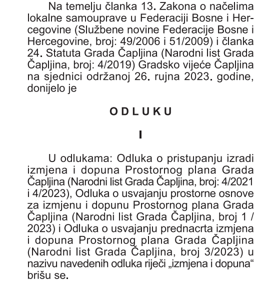 odluka gradskog vijeća čapljina