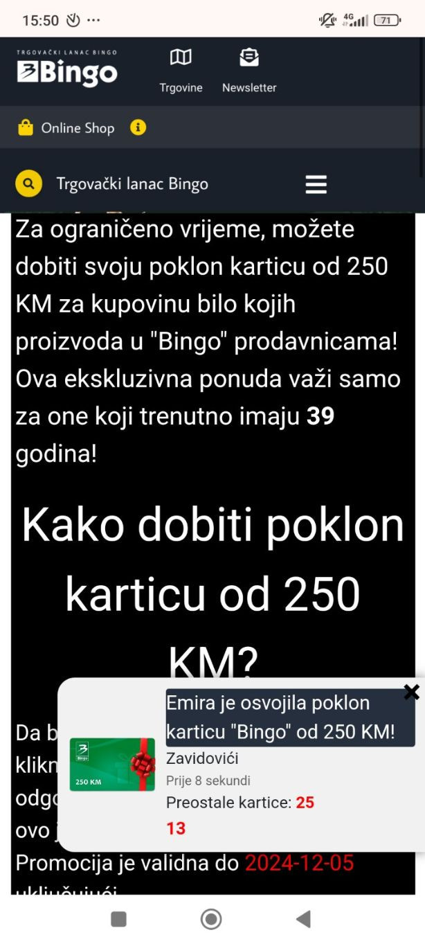 lažna nagradna igra bingo