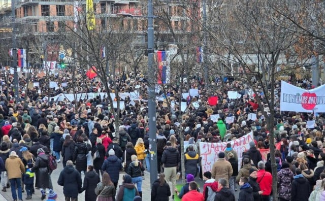 BEOGRAD NA NOGAMA Deseci tisuća studenata prosvjeduju, sve centralne ulice blokirane