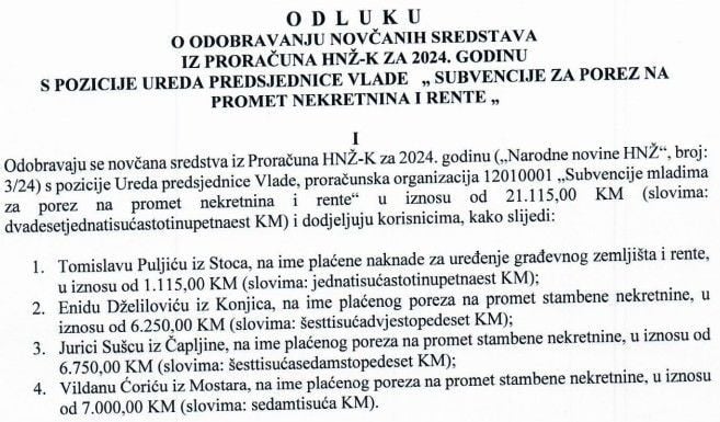 Subvencije prvih nekretnina u HNŽ