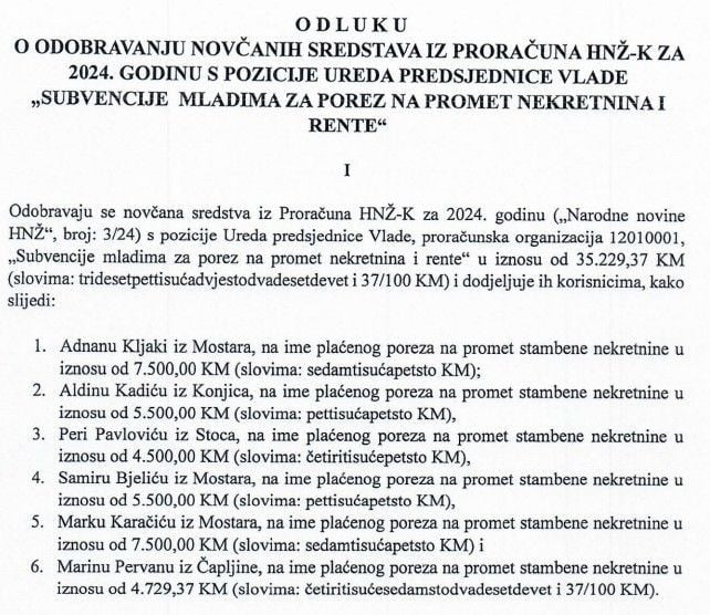 Subvencije prvih nekretnina u HNŽ