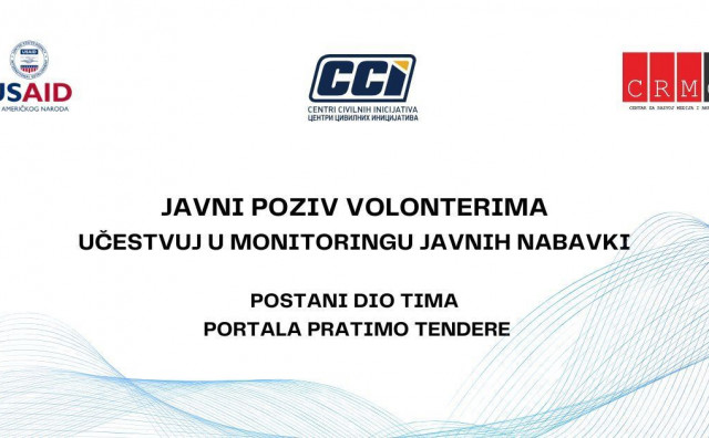 JAVNI POZIV VOLONTERIMA Postani dio tima portala PratimoTendere