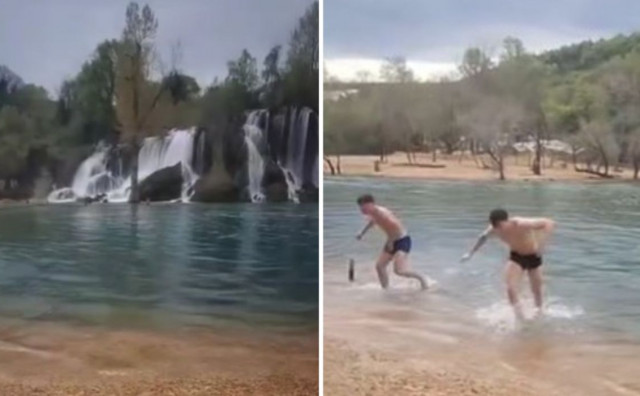 Hrabri mladići otvorili sezonu kupanja na slapovima Kravice