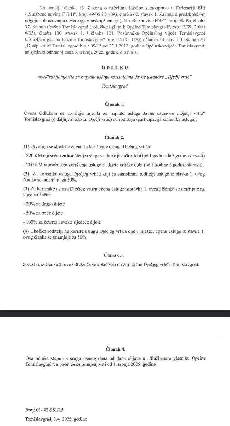 Buntić Tomislavgrad Škoda Vrtić