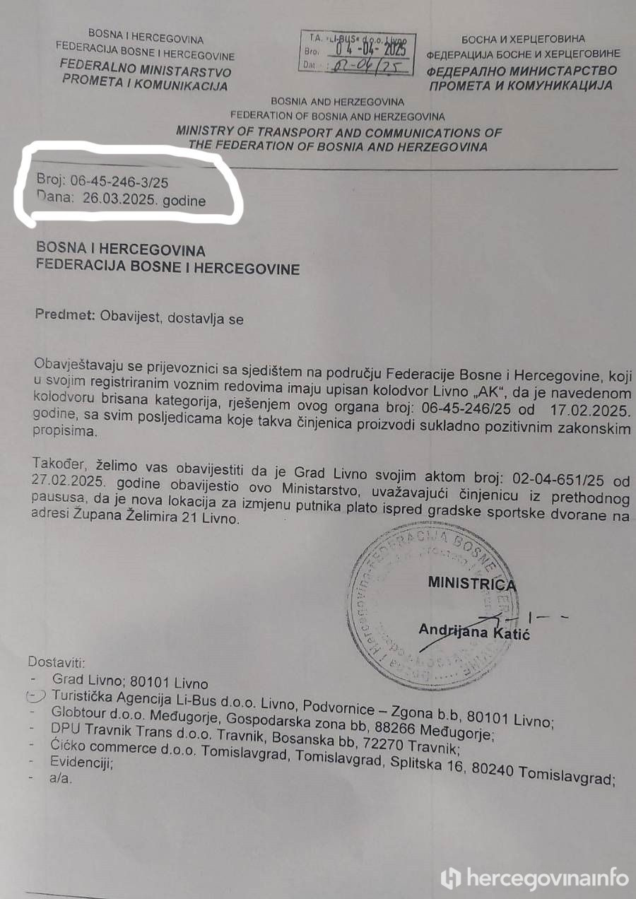 Rješenje Federalnog ministarstva prometa i veza