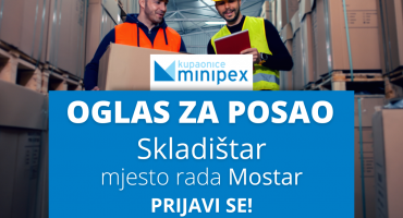 Minipex d.o.o. Mostar raspisuje natječaj za radno mjesto: Skladištar