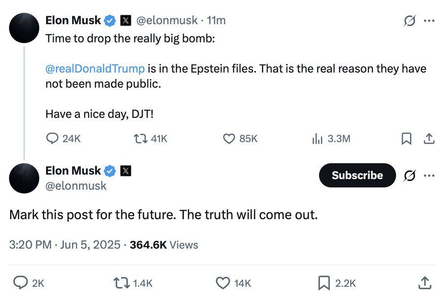 Objava Elon Muska
