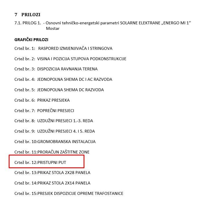 Pristupni put gradilištu Enersol kao sasatvni dio projektne dokumentacije