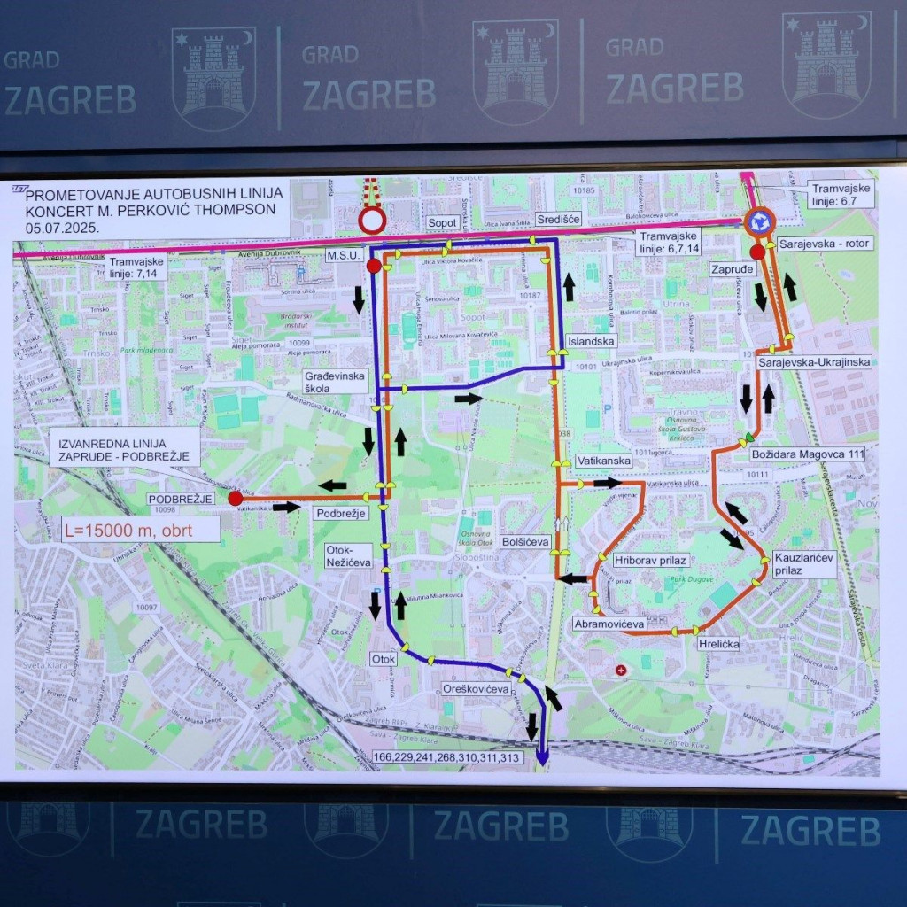 Zatvaranje prometa za Thompsonov koncert