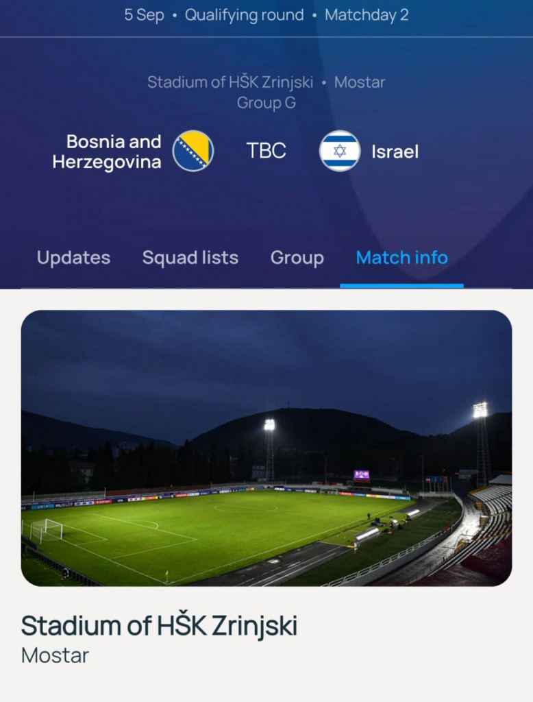 BiH i Izrael igraju u Mostaru