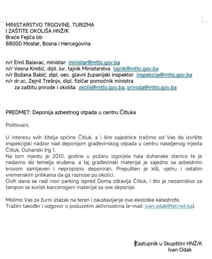 Čitluk azbestni otpad