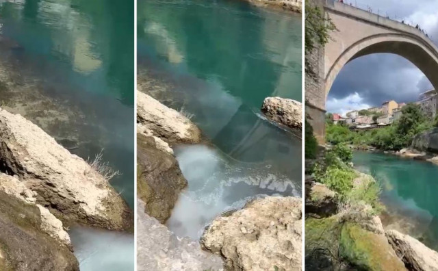 Ispuštanje kanalizacije u Neretvu ispod Starog mosta