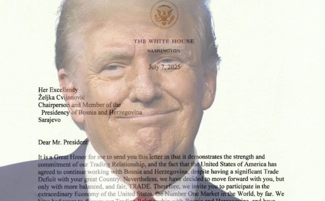 Trump pisao Željki Cvijanović: Od početka kolovoza uvodimo carinu od 30 posto na sve proizvode iz BiH