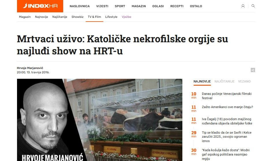 Index.hr diskriminirao katolike