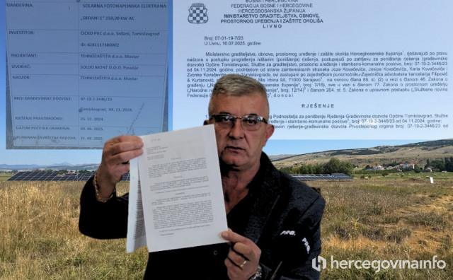 'Ćićko' nastavio gradnju solara unatoč poništenju dozvole, pomoćnik načelnika Tomislavgrada prijavljen Poskoku