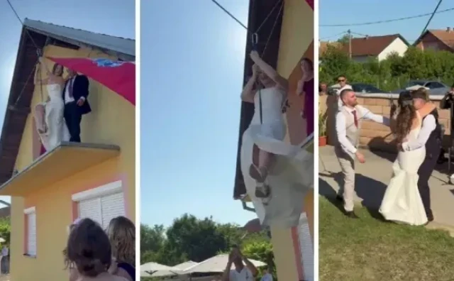 'Ako ste mislili da ste sve vidjeli...': Mladenka se do mladoženje spustila zipline-om