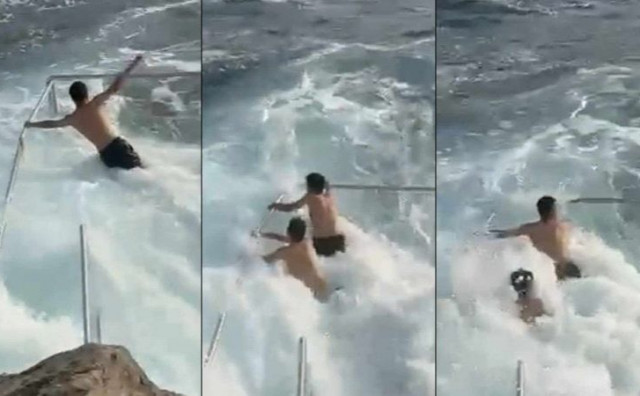 Francuzi snimali atraktivan video u olujnom moru kraj Dubrovnika, spasila ih tri mladića