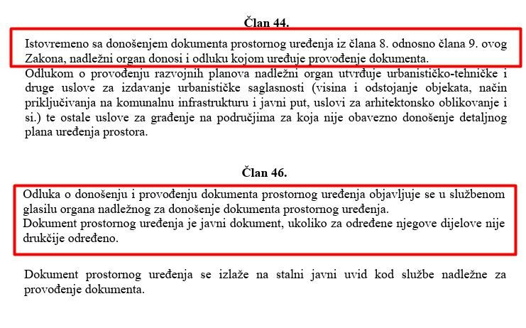 Članak 44 i 46 Zakona o prostornom uređenju HNŽ