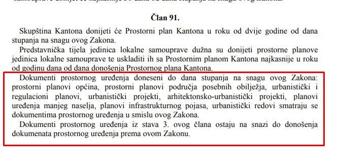 Kontinuitet prostornih planova, zakon o prostornom uređenju
