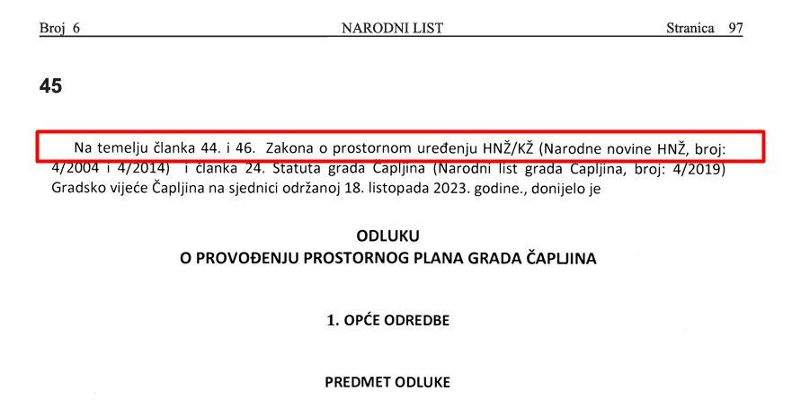 Odluka o provođenju prostornog plana Grada Čapljine