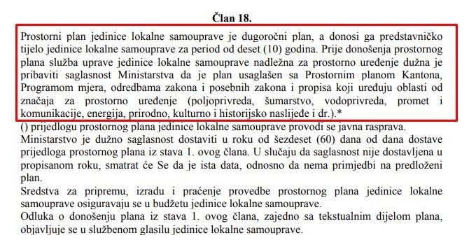 Potrebna suglasnost Ministarstva o usklađenosti plana s Prostornim planom županije