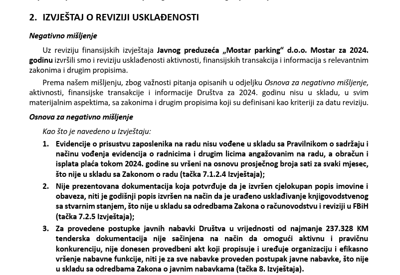 Revizija MOstar parking
