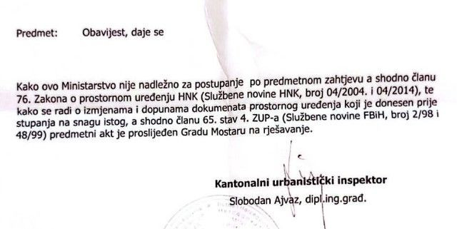 Urbanistički inspektor HNŽ, Slobodan Ajvaz