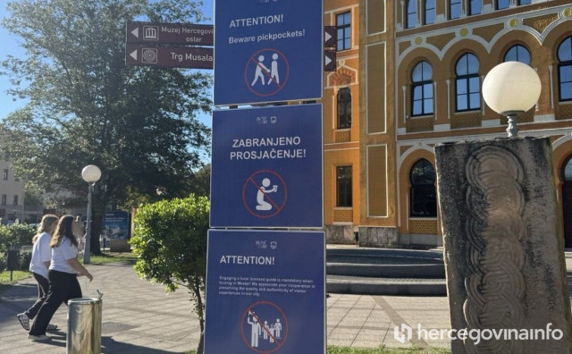 U Mostaru postavljene nove informativne table, s upozorenjem na džeparoše i zabranu prosjačenja
