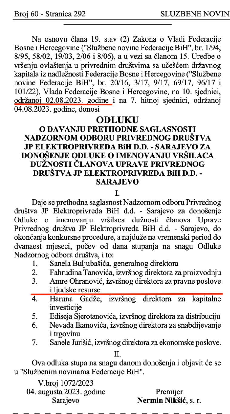 Odluka o imenovanju