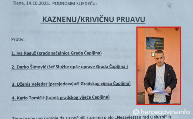 Podnesena kaznena prijava protiv gradonačelnice Čapljine i trojice službenika zbog 'nesavjesnog rada u službi'