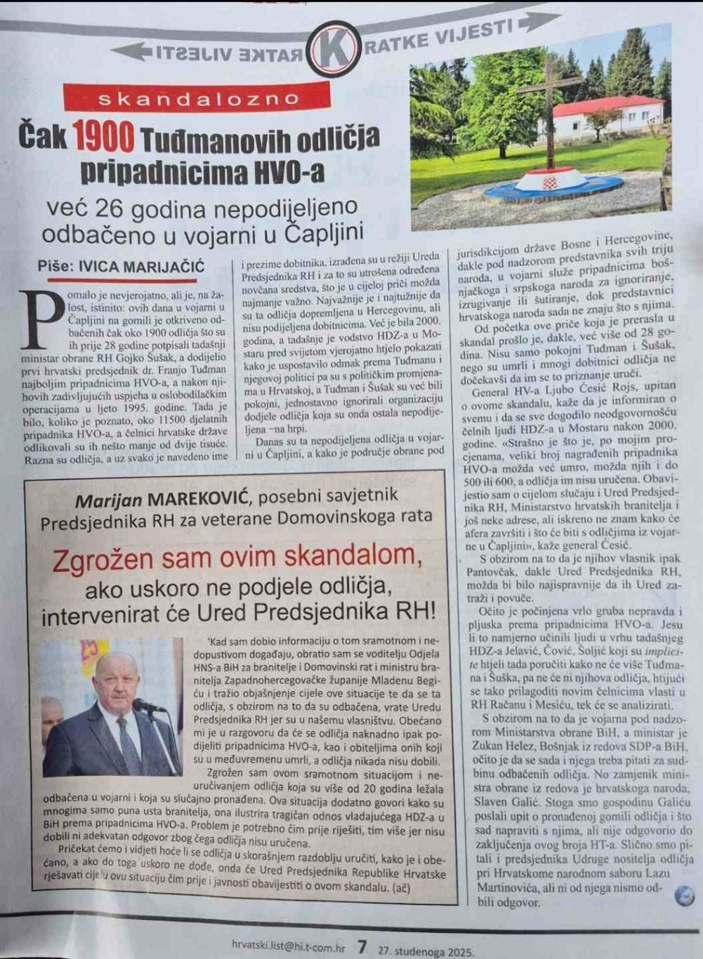 Odličja pripadnicima HVO-a