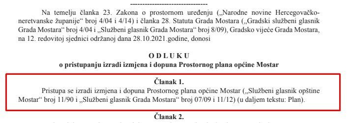 Odluka o pristupanju izmjena i dopuna prostornog plana