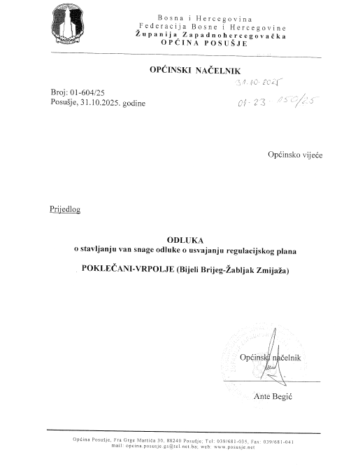 općina posusje regualcijski plan